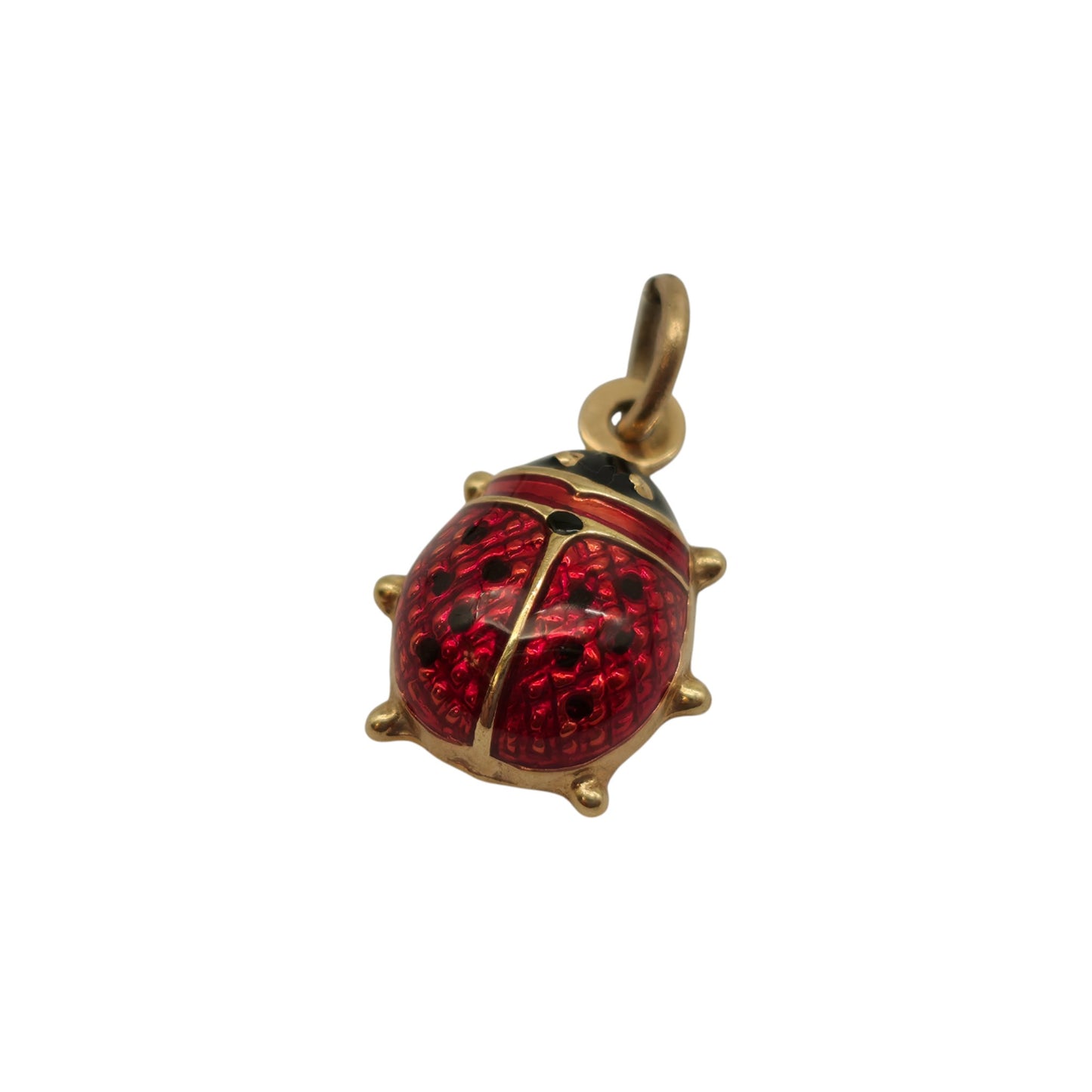 Unoaerre 9ct 375 Yellow Gold & Enamel Ladybird Charm L 1.2 cm 1.0 g.