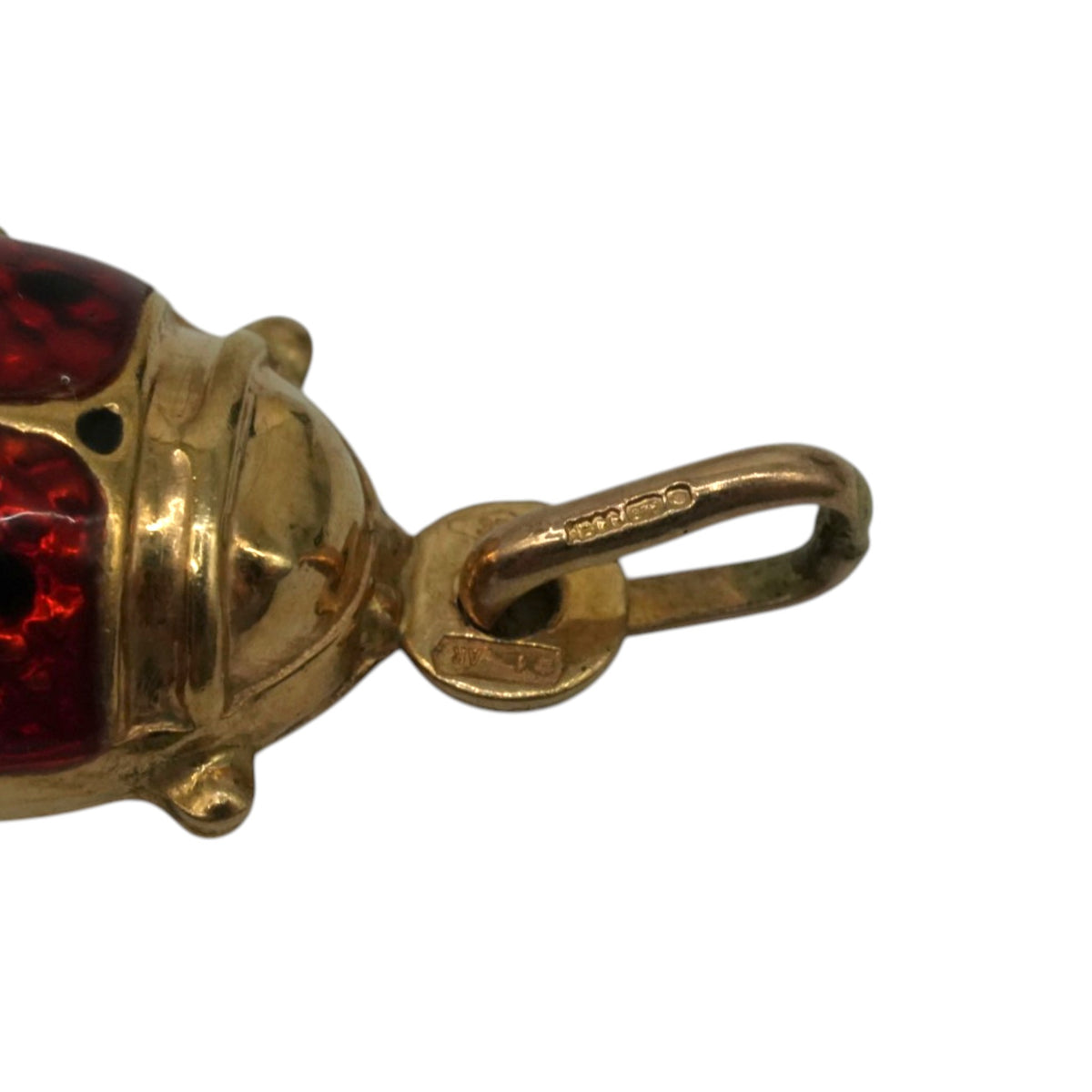 Unoaerre 9ct 375 Yellow Gold & Enamel Ladybird Charm L 1.3 cm 1.0 g.