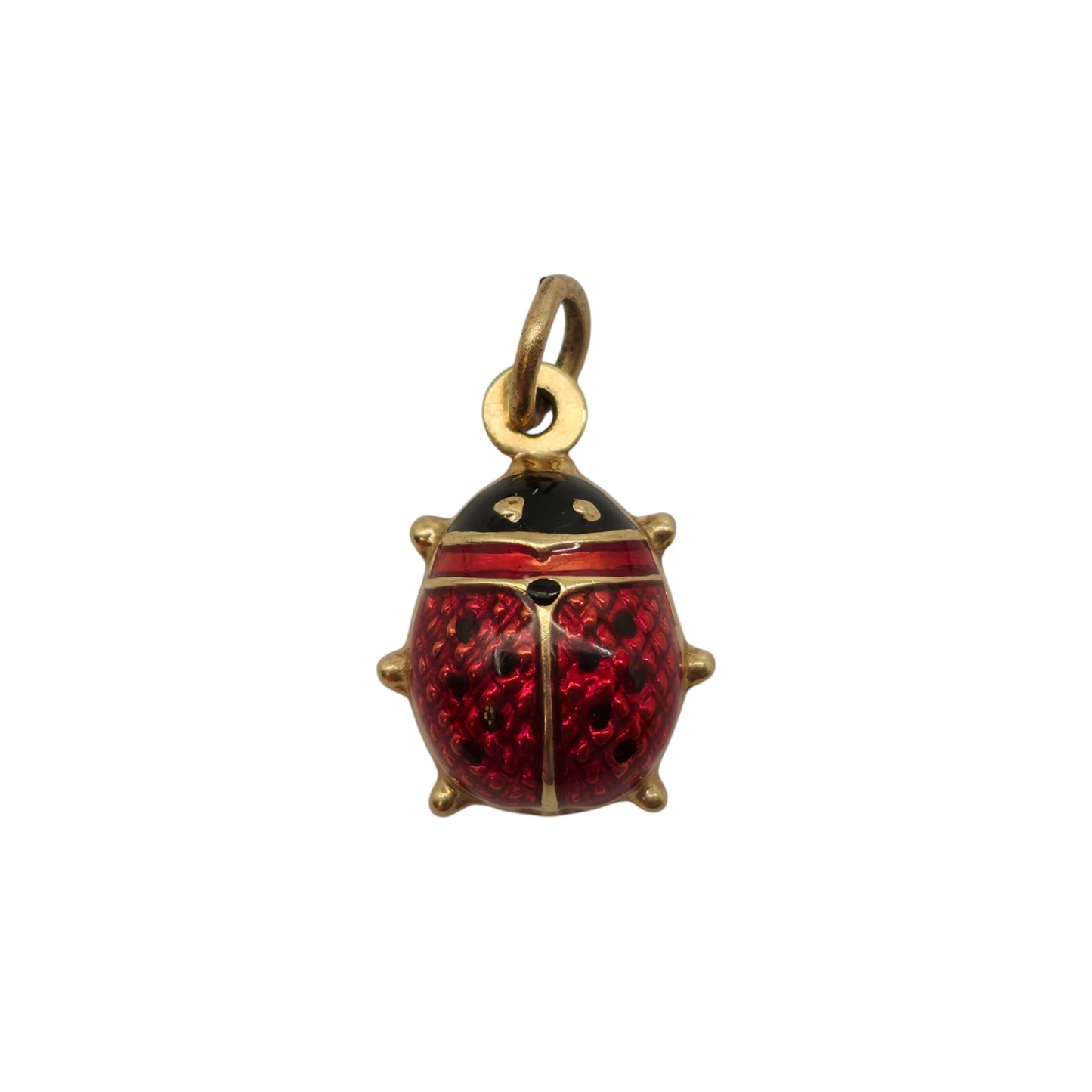 Unoaerre 9ct 375 Yellow Gold & Enamel Ladybird Charm L 1.2 cm 1.0 g.