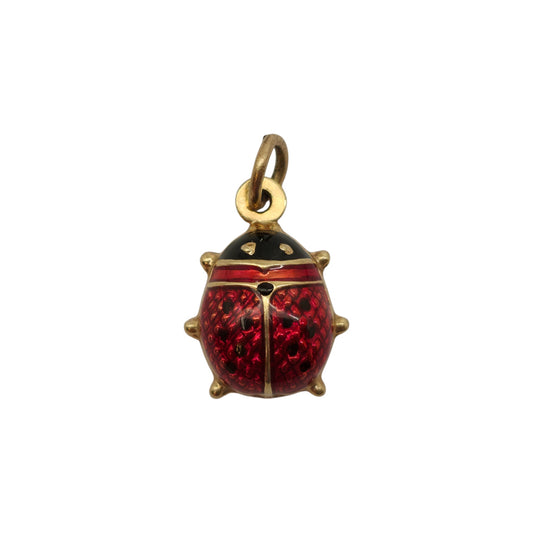 Unoaerre 9ct 375 Yellow Gold & Enamel Ladybird Charm L 1.2 cm 1.0 g.