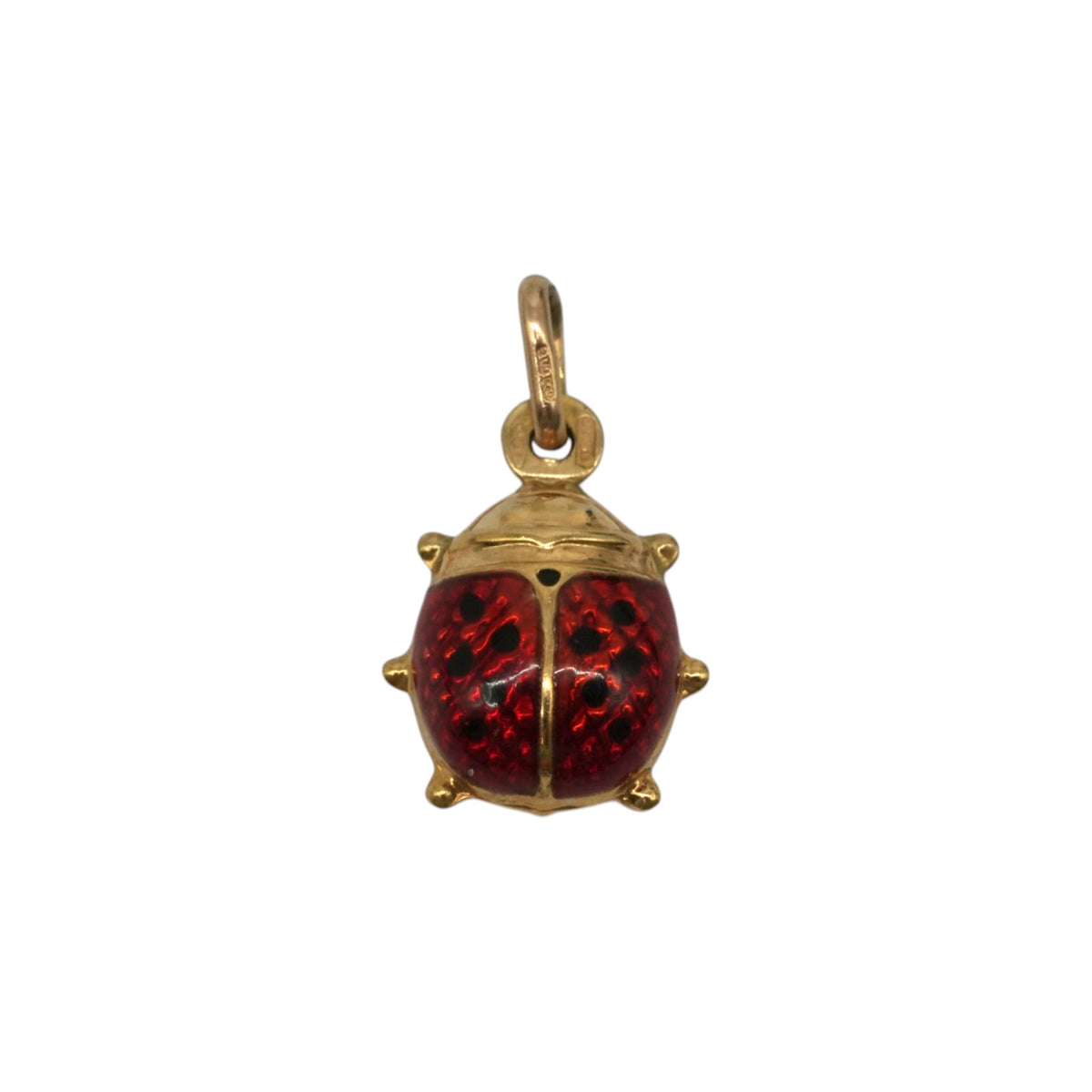 Unoaerre 9ct 375 Yellow Gold & Enamel Ladybird Charm L 1.3 cm 1.0 g.