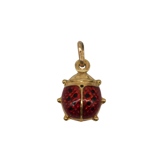 Unoaerre 9ct 375 Yellow Gold & Enamel Ladybird Charm L 1.3 cm 1.0 g.