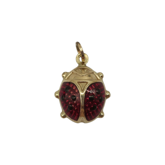 9ct 375 Yellow Gold & Enamel Ladybird Charm L 1.3 cm 0.7 g.