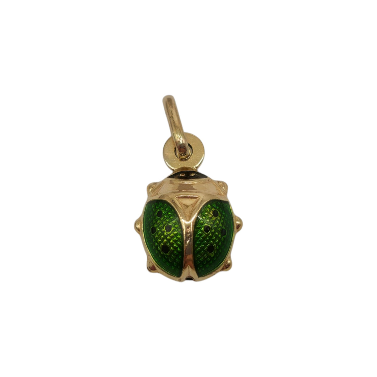 Unoaerre 9ct 375 Yellow Gold & Enamel Ladybird Charm L 1.0 cm 0.8 g.