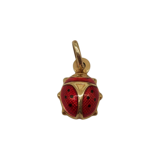 Unoaerre 9ct 375 Yellow Gold & Enamel Ladybird Charm L 1.0 cm 0.8 g.