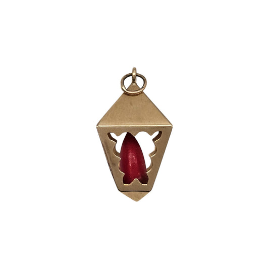 9ct 375 Yellow Gold Lantern Charm 1966 L 1.9 cm 1.6 g.