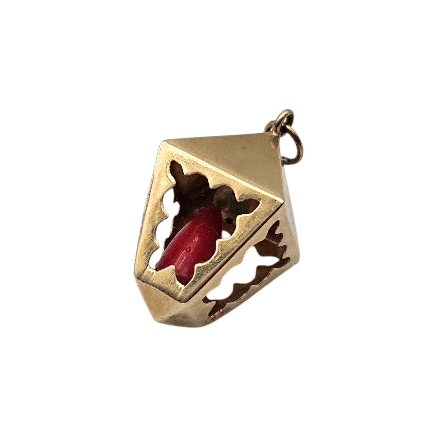 9ct 375 Yellow Gold Lantern Charm 1966 L 1.9 cm 1.6 g.