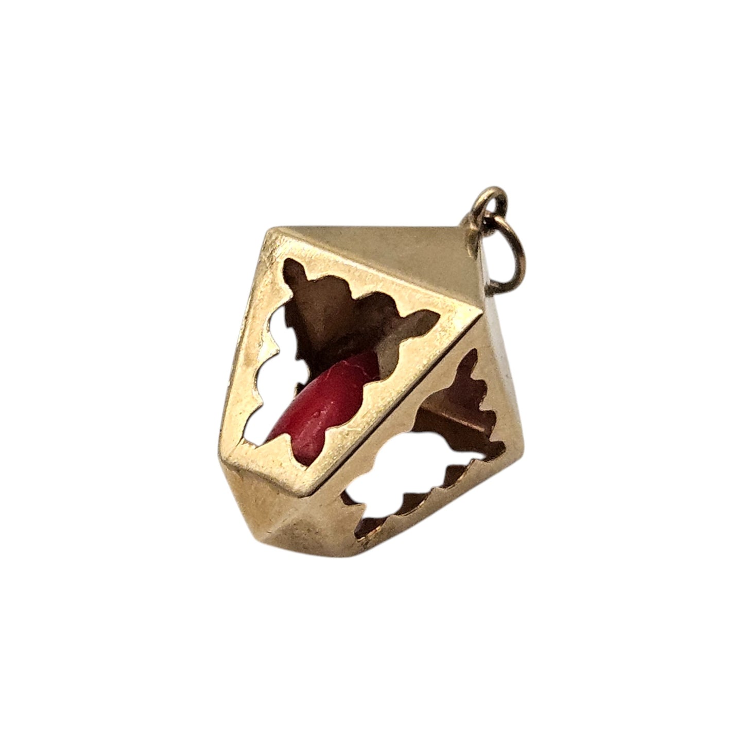 9ct 375 Yellow Gold Lantern Charm 1966 L 1.9 cm 1.6 g.