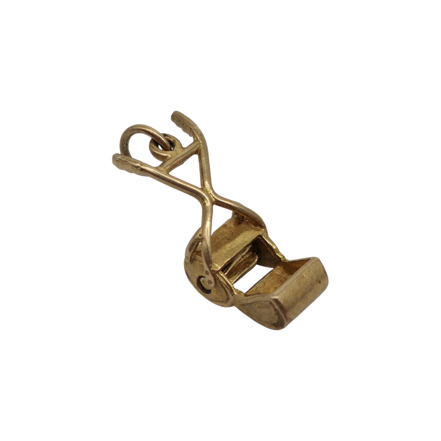 9ct 375 Yellow Gold Lawn Mower Articulated Charm 1969 L 1.9 cm 1.5 g.