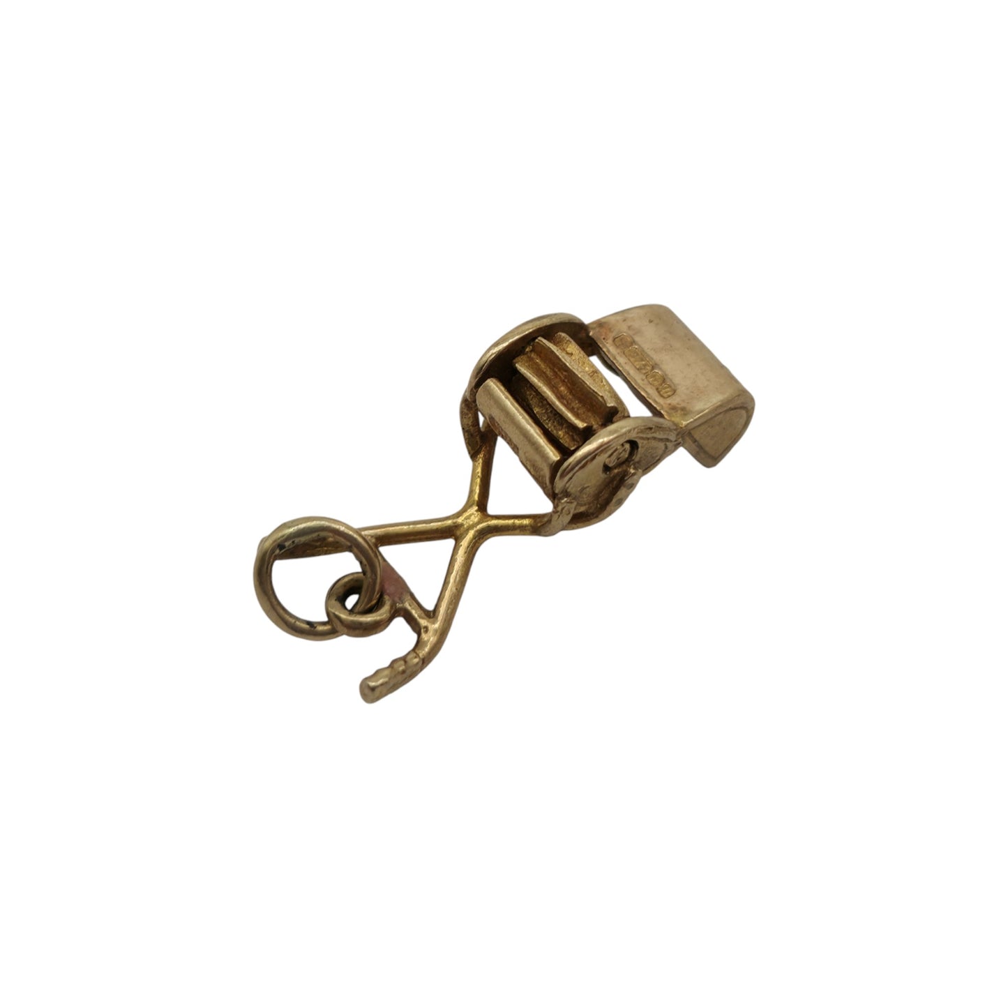 9ct 375 Yellow Gold Lawn Mower Articulated Charm 1969 L 1.9 cm 1.5 g.