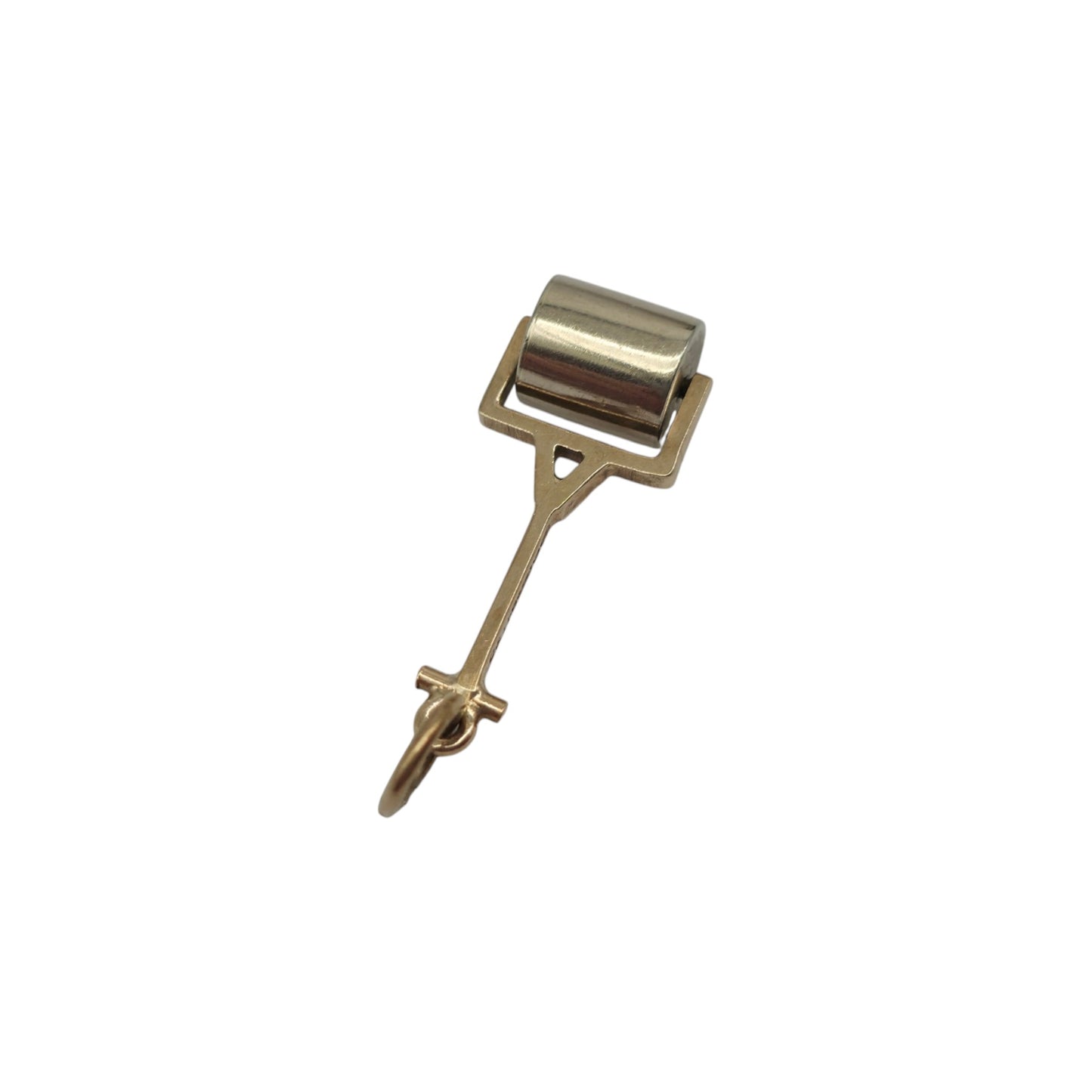9ct 375 Yellow & White Gold Articulated Lawn Roller Charm 1955 L 2.0 cm 1.2 g.
