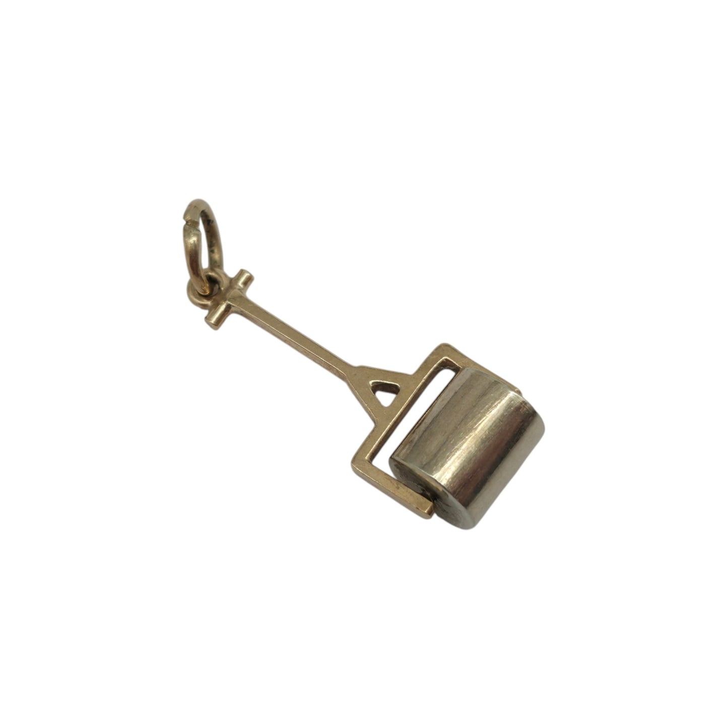 9ct 375 Yellow & White Gold Articulated Lawn Roller Charm 1955 L 2.0 cm 1.2 g.
