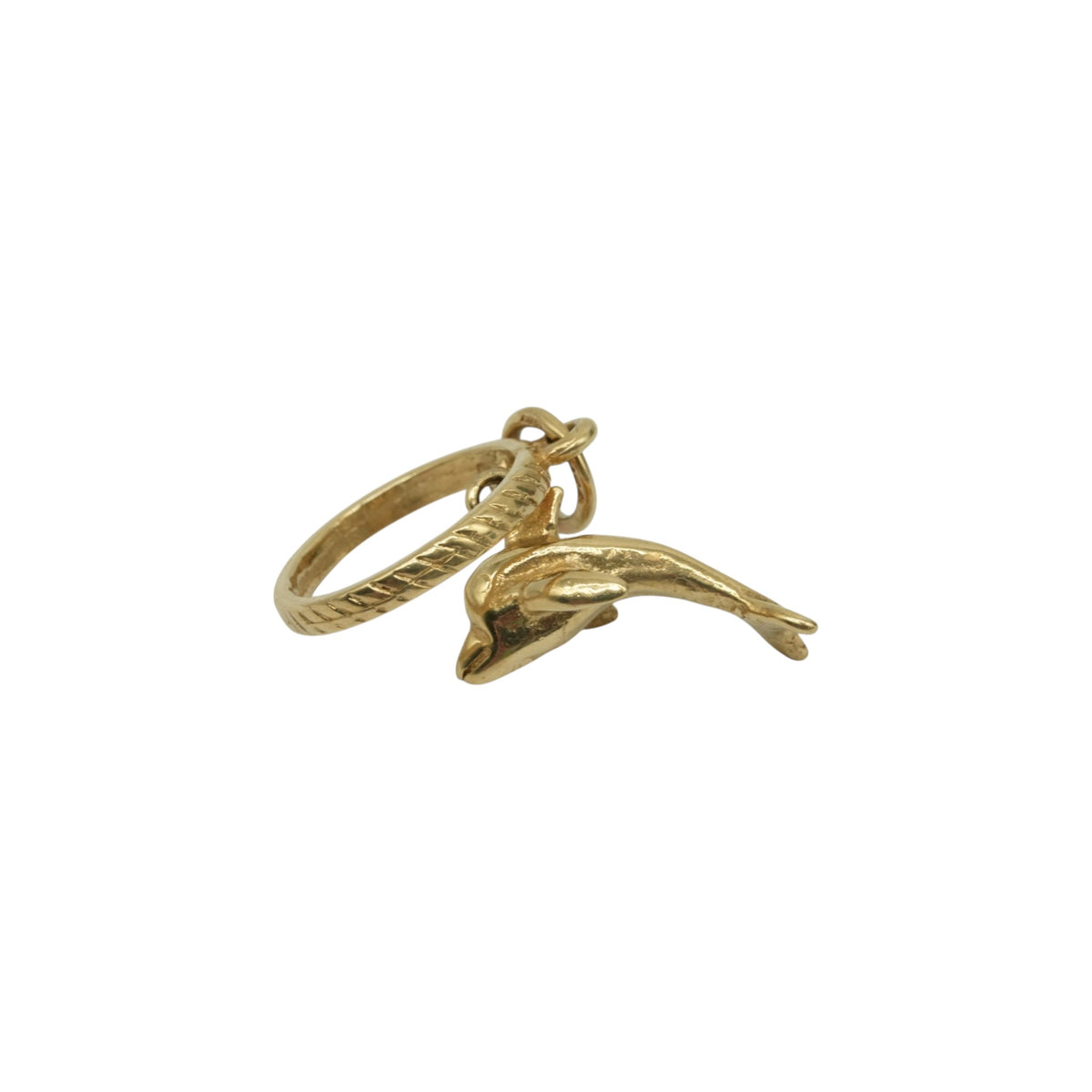 9ct 375 Yellow Gold Leaping Dolphin Charm 2004 L 1.6 cm 2.2 g.