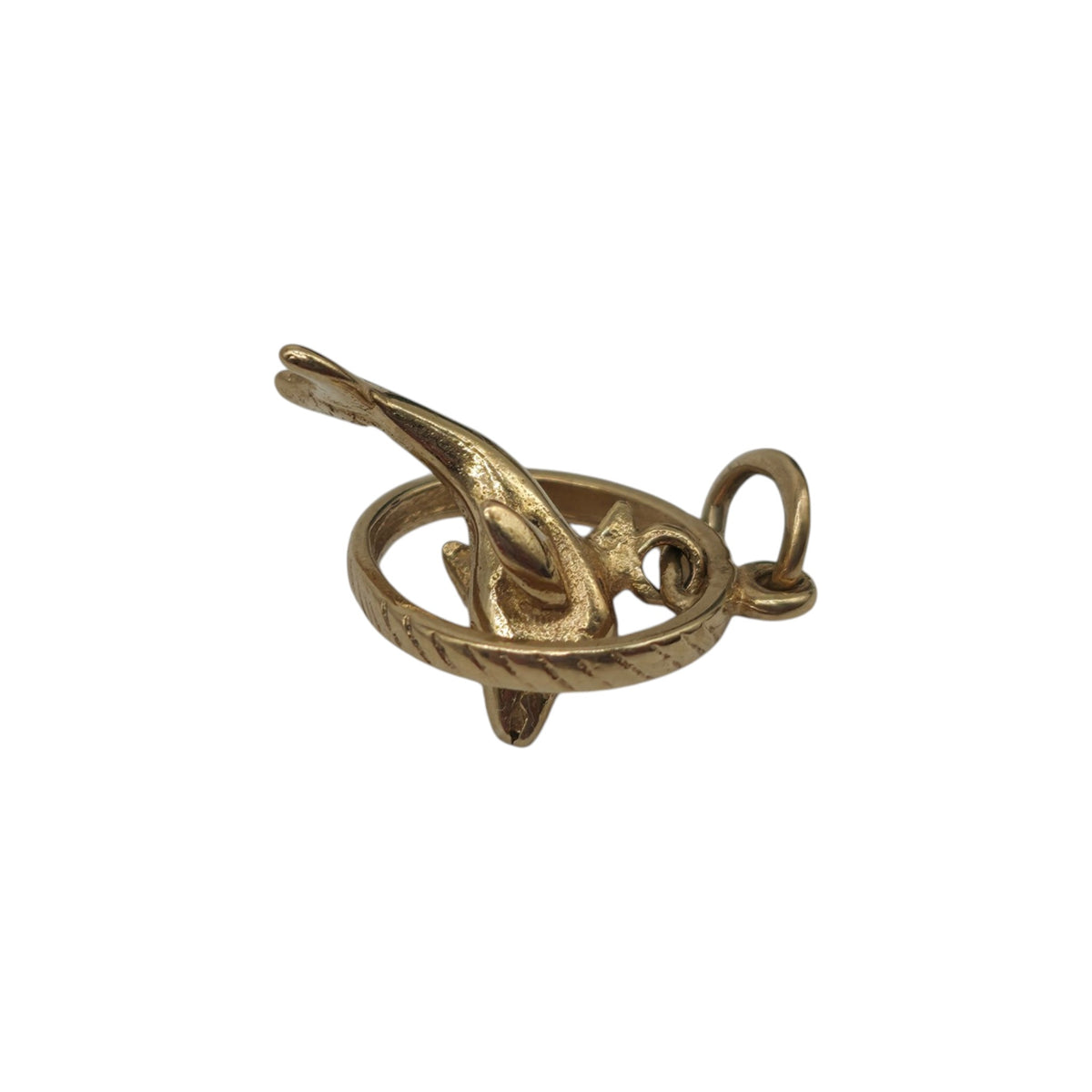 9ct 375 Yellow Gold Leaping Dolphin Charm 2004 L 1.6 cm 2.2 g.