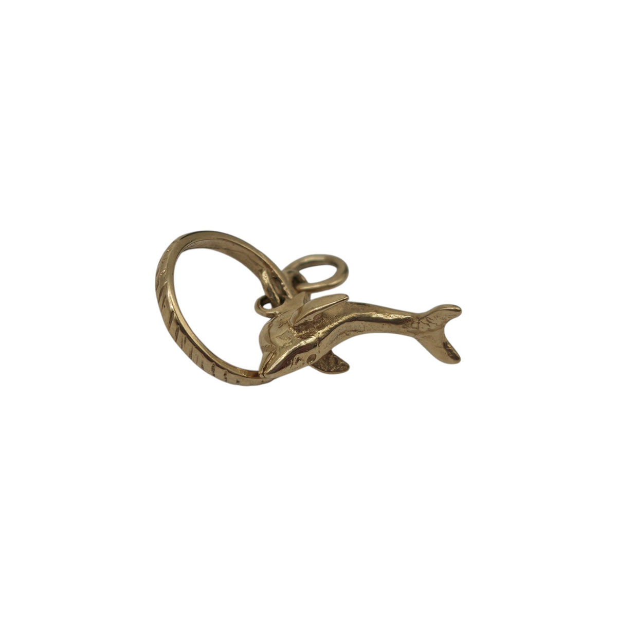 9ct 375 Yellow Gold Leaping Dolphin Charm 2004 L 1.6 cm 2.2 g.