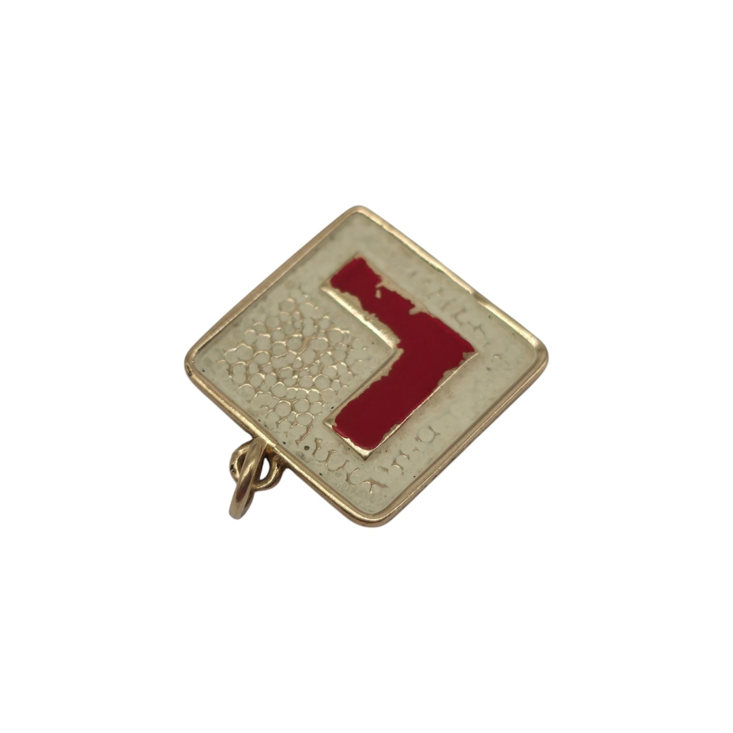 Unusual 9ct 375 Yellow Gold & Enamel "L" Learner Plate Charm 1972 L 1.5 cm 2.0 g.