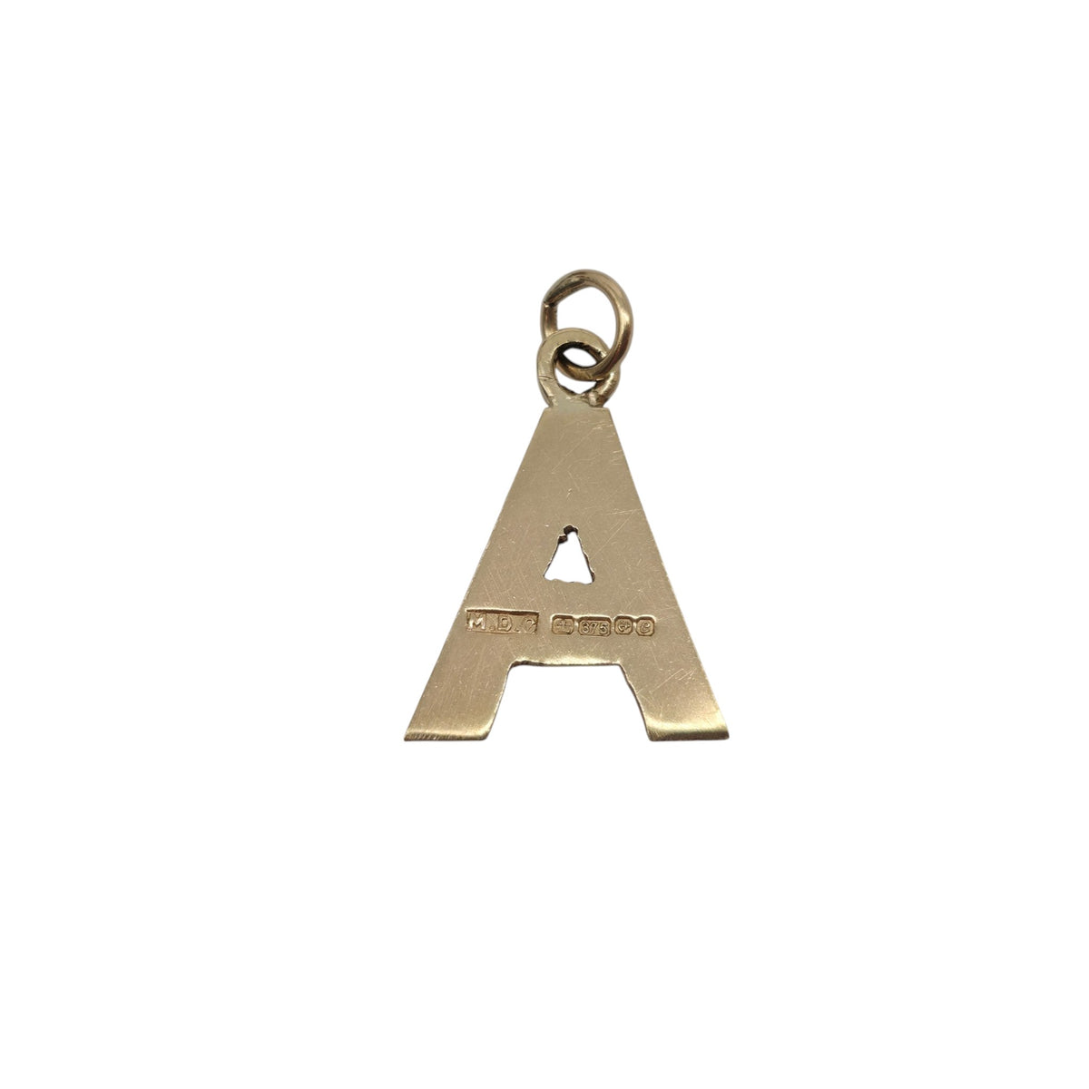 9ct 375 Yellow Gold Letter "A" Initial Charm 1975 L 1.5 cm 1.5 g.