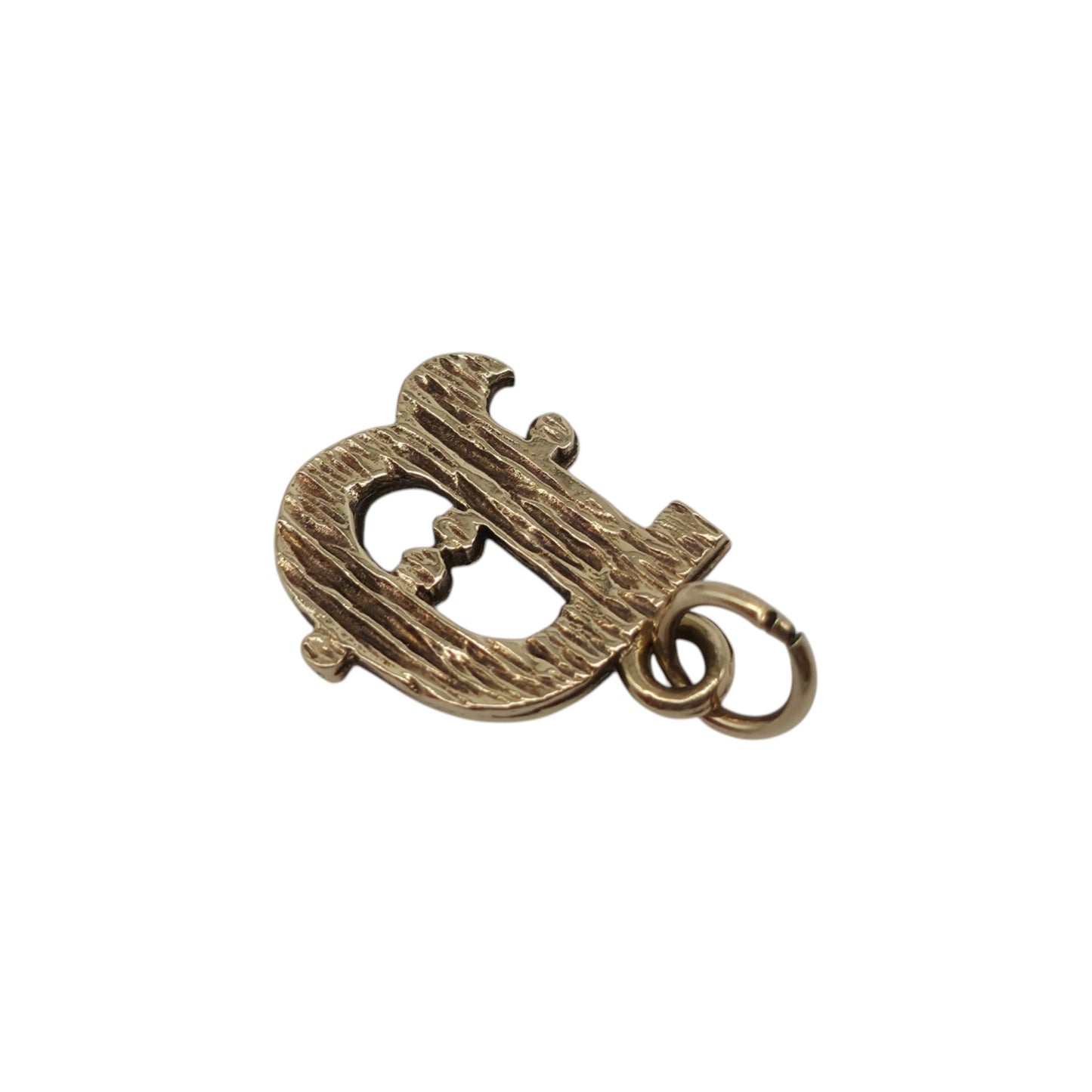 9ct Yellow Gold Initial "D" Letter Charm L 1.0 cm 0.7 g.