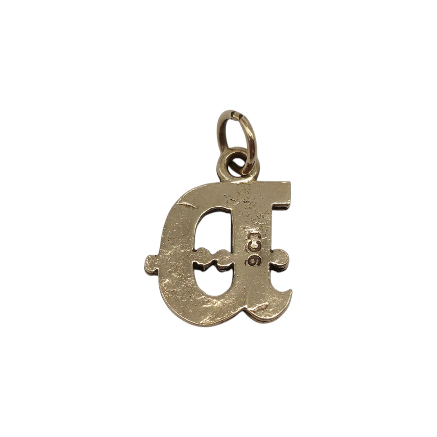 9ct Yellow Gold Initial "D" Letter Charm L 1.0 cm 0.7 g.