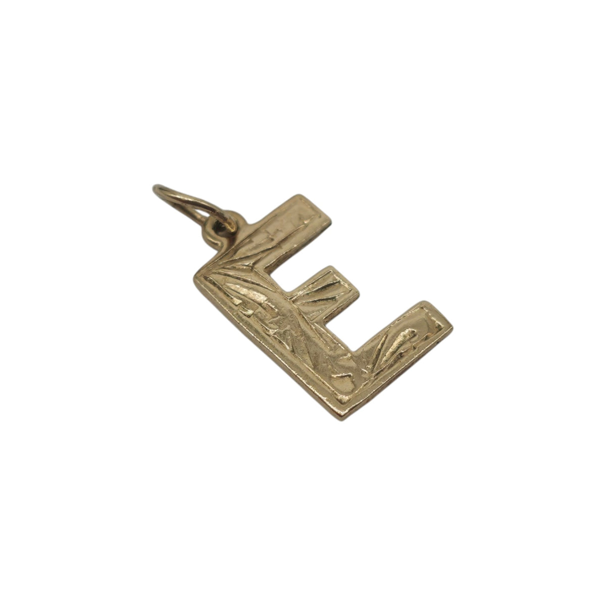9ct 375 Yellow Gold Letter "E" Initial Charm 1980 L 1.2 cm 0.7 g.