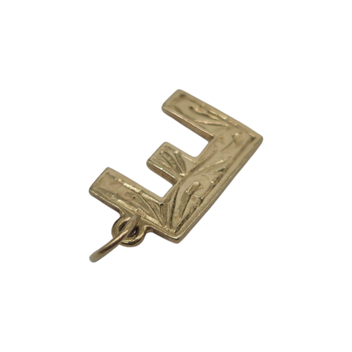 9ct 375 Yellow Gold Letter "E" Initial Charm 1980 L 1.2 cm 0.7 g.