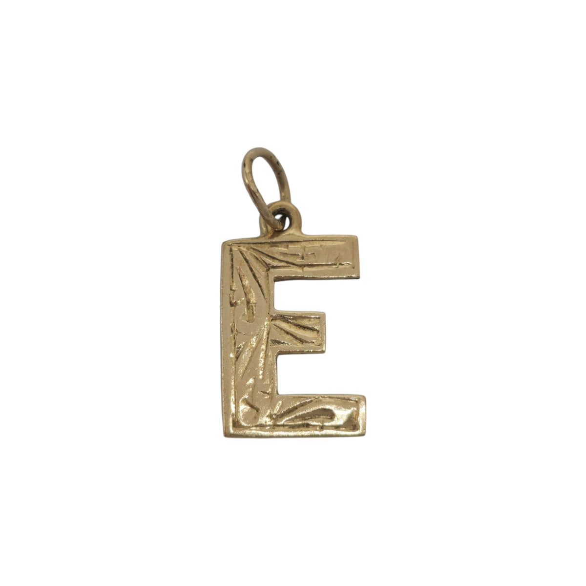 9ct 375 Yellow Gold Letter "E" Initial Charm 1980 L 1.2 cm 0.7 g.