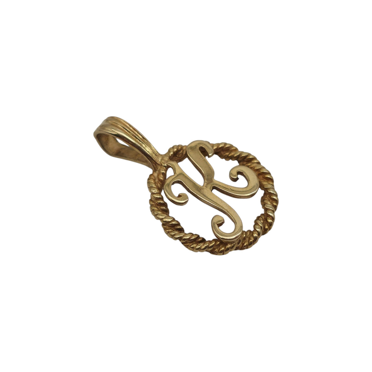 9ct 375 Yellow Gold Letter "K" Initial Pendant L 2.0 cm 1.0 g.