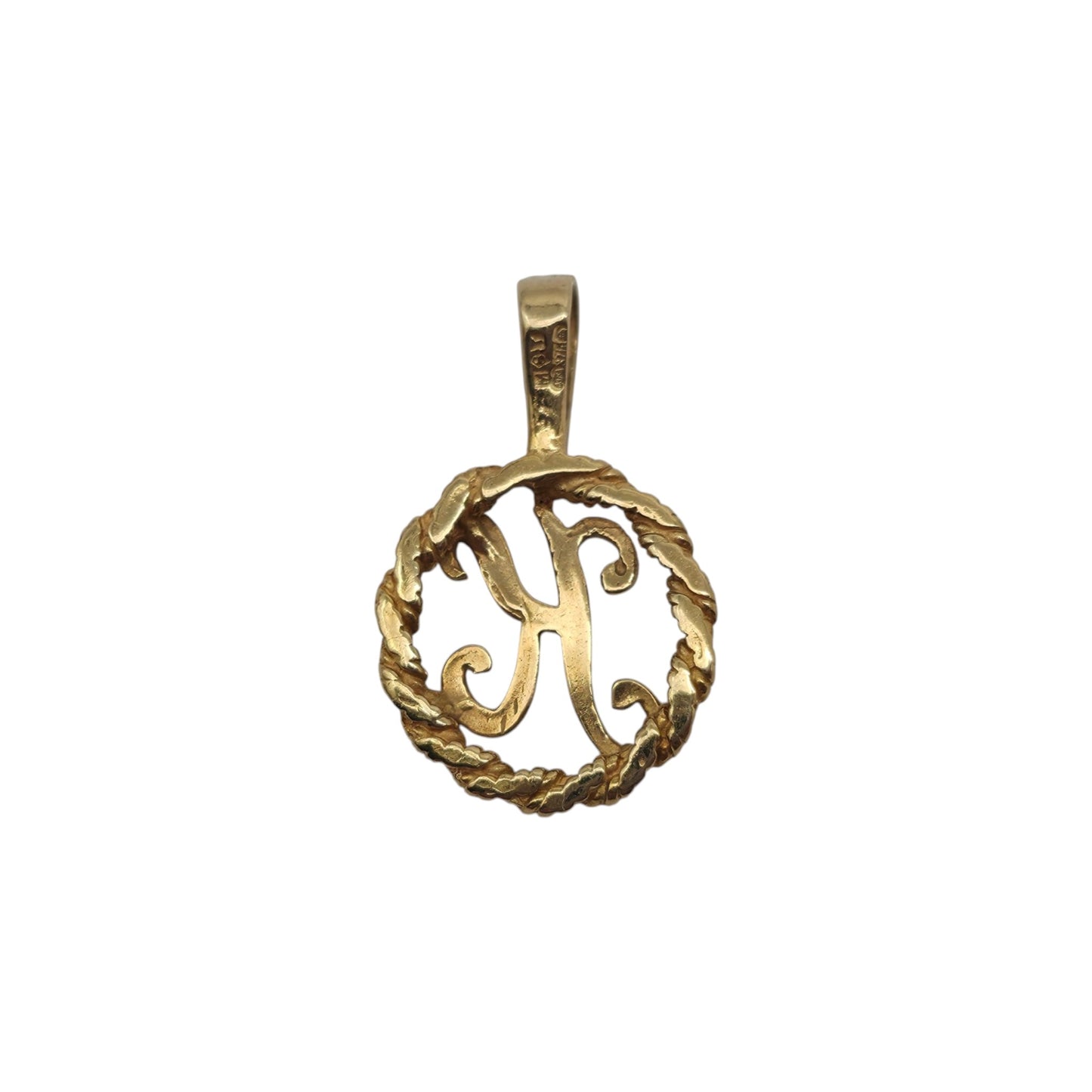 9ct 375 Yellow Gold Letter "K" Initial Pendant L 2.0 cm 1.0 g.