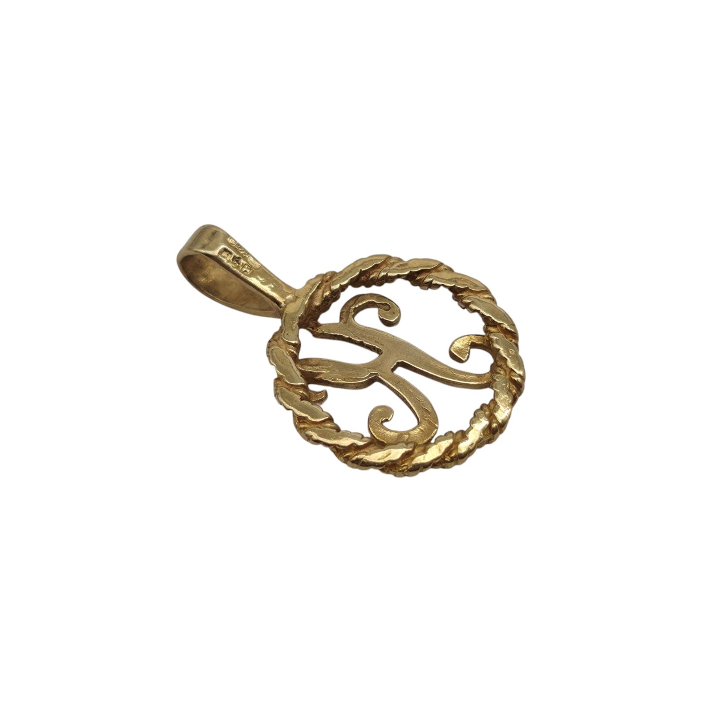 9ct 375 Yellow Gold Letter "K" Initial Pendant L 2.0 cm 1.0 g.