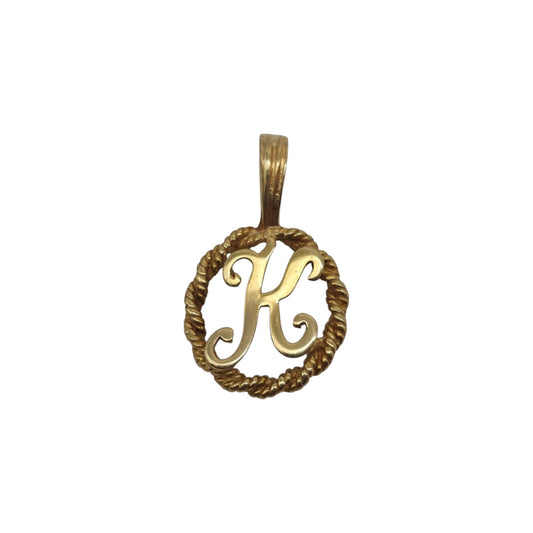 9ct 375 Yellow Gold Letter "K" Initial Pendant L 2.0 cm 1.0 g.