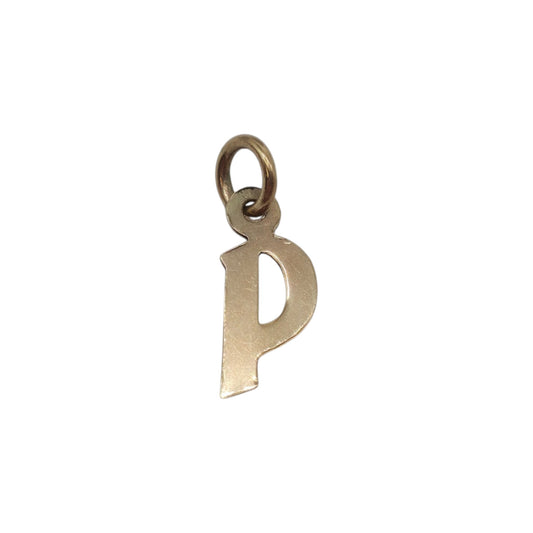Petite 9ct Yellow Gold Letter "P" Initial Charm L 0.8 cm 0.2 g.