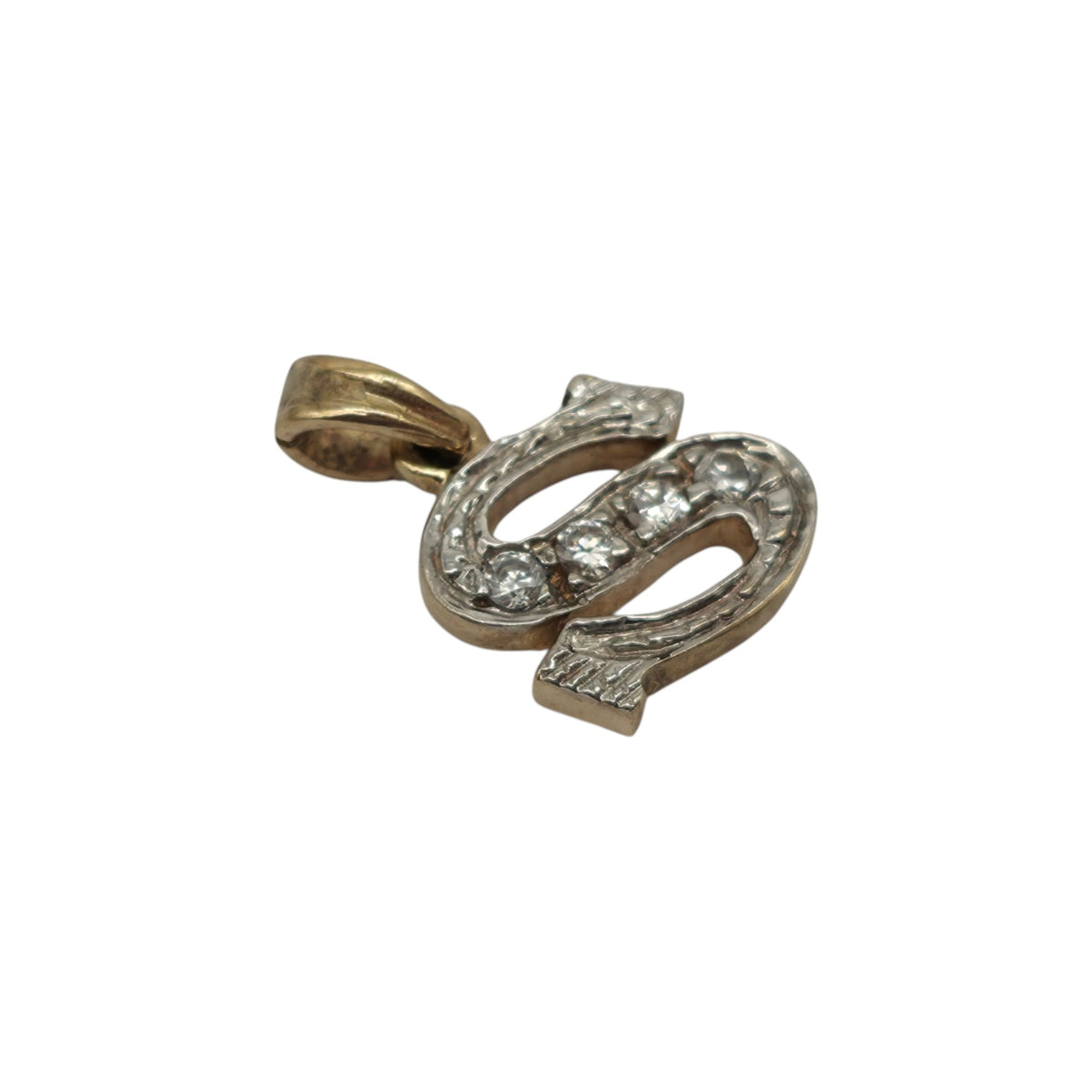 9ct 375 Yellow & White Gold Letter "S" Initial Pendant L 0.9 cm 1.2 g.