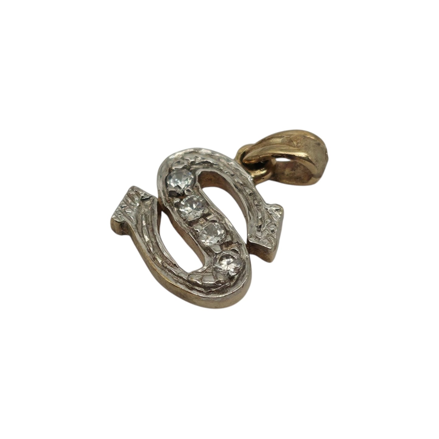 9ct 375 Yellow & White Gold Letter "S" Initial Pendant L 0.9 cm 1.2 g.