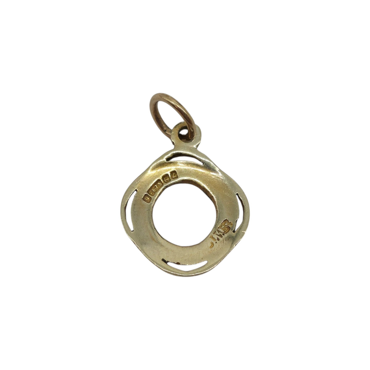 9ct 375 Yellow Gold & Enamel Life Buoy Charm 1960 L 1.1 cm 0.9 g.