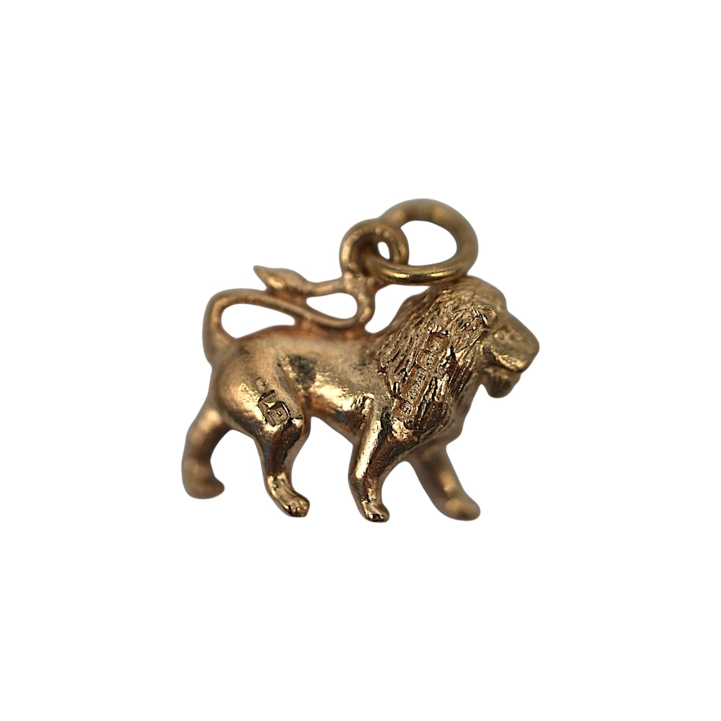9ct 375 Yellow Gold Lion Charm 1969 L 1.3 cm 2.9 g.