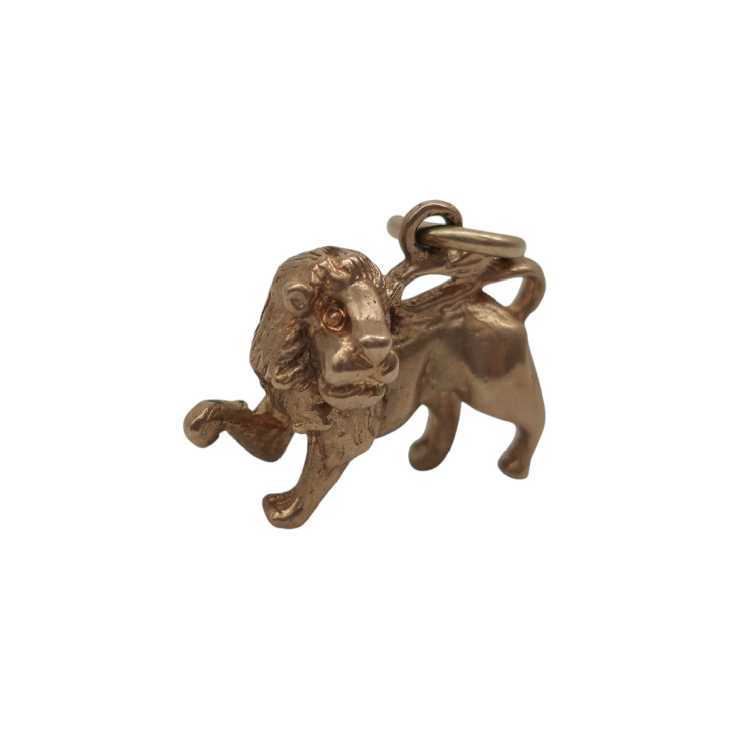 Cast 9ct 375 Yellow Gold Lion Charm 1971 L 1.3 cm 2.6 g.