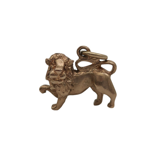 Cast 9ct 375 Yellow Gold Lion Charm 1971 L 1.3 cm 2.6 g.