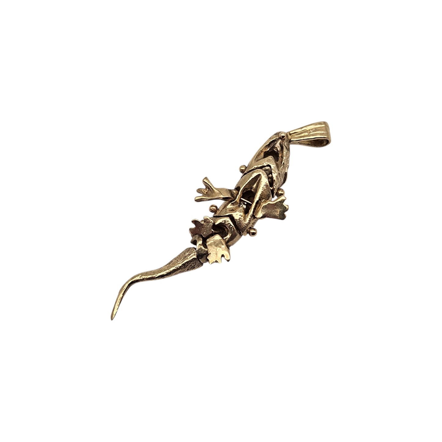 9ct 375 Yellow Gold Articulated Lizard Pendant L 4.4 cm 6.6 g.