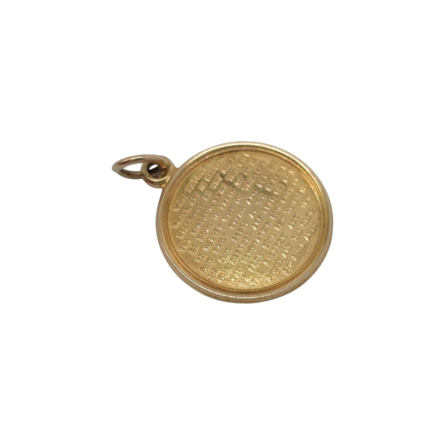 9ct 375 Yellow Gold Lord's Prayer Charm 1973 L 1.6 cm 2.0 g.