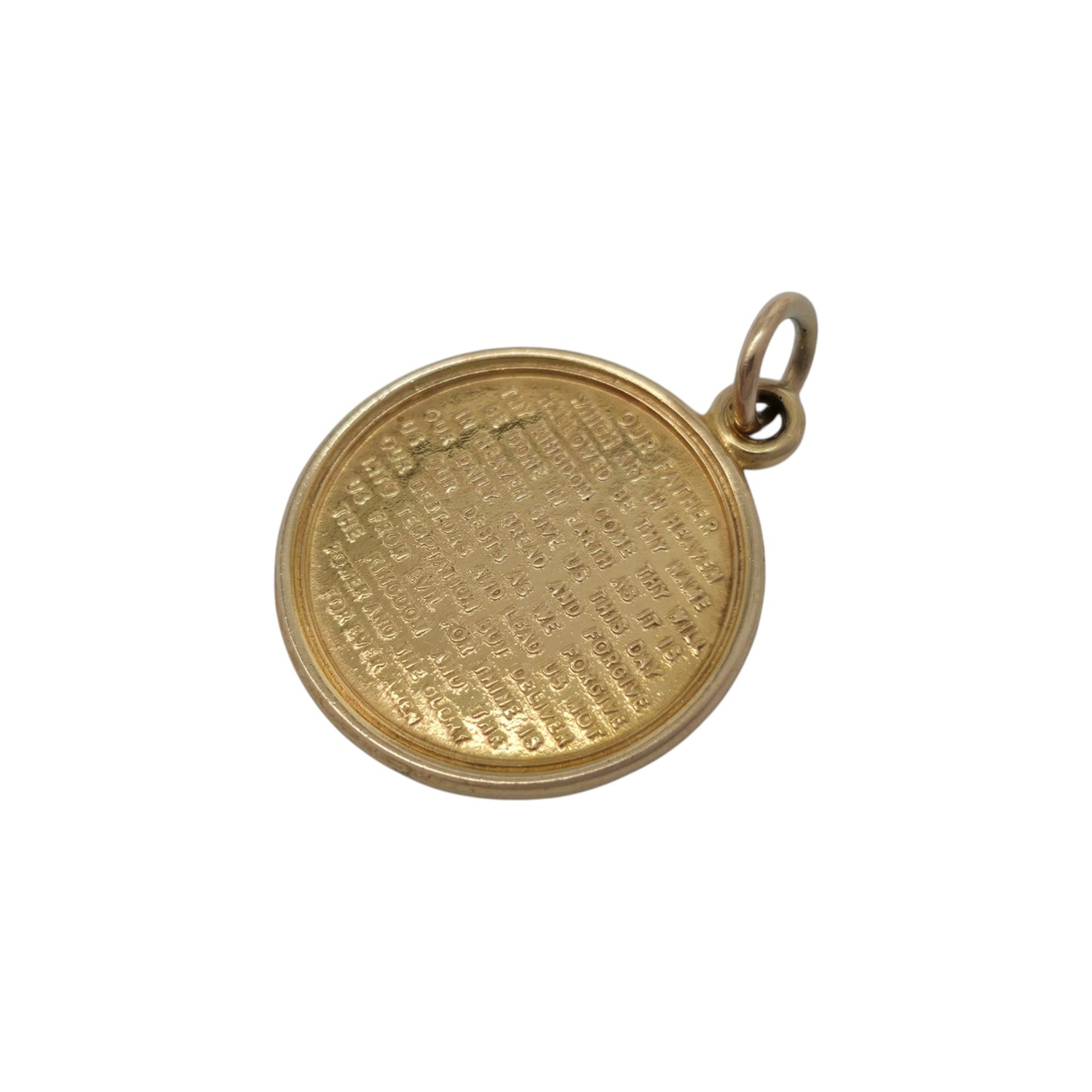 9ct 375 Yellow Gold Lord's Prayer Charm 1973 L 1.6 cm 2.0 g.