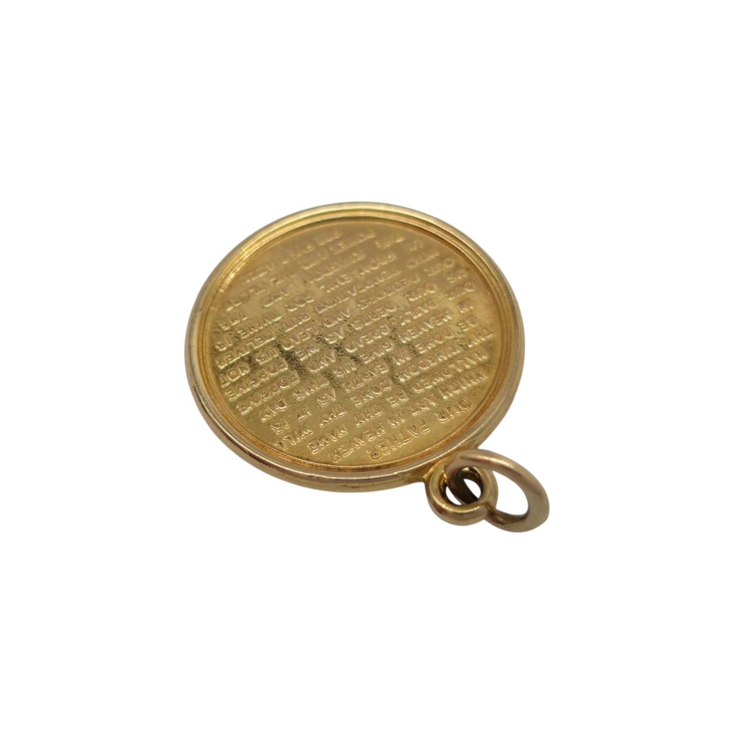 9ct 375 Yellow Gold Lord's Prayer Charm 1973 L 1.6 cm 2.0 g.