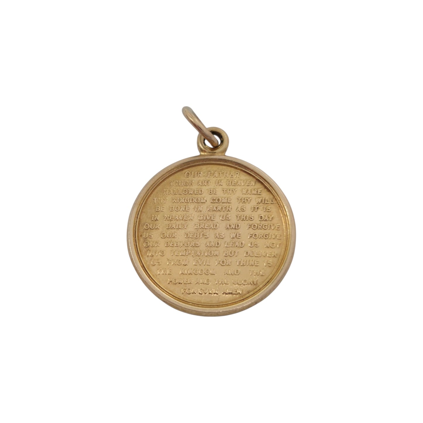 9ct 375 Yellow Gold Lord's Prayer Charm 1973 L 1.6 cm 2.0 g.