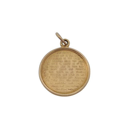 9ct 375 Yellow Gold Lord's Prayer Charm 1973 L 1.6 cm 2.0 g.