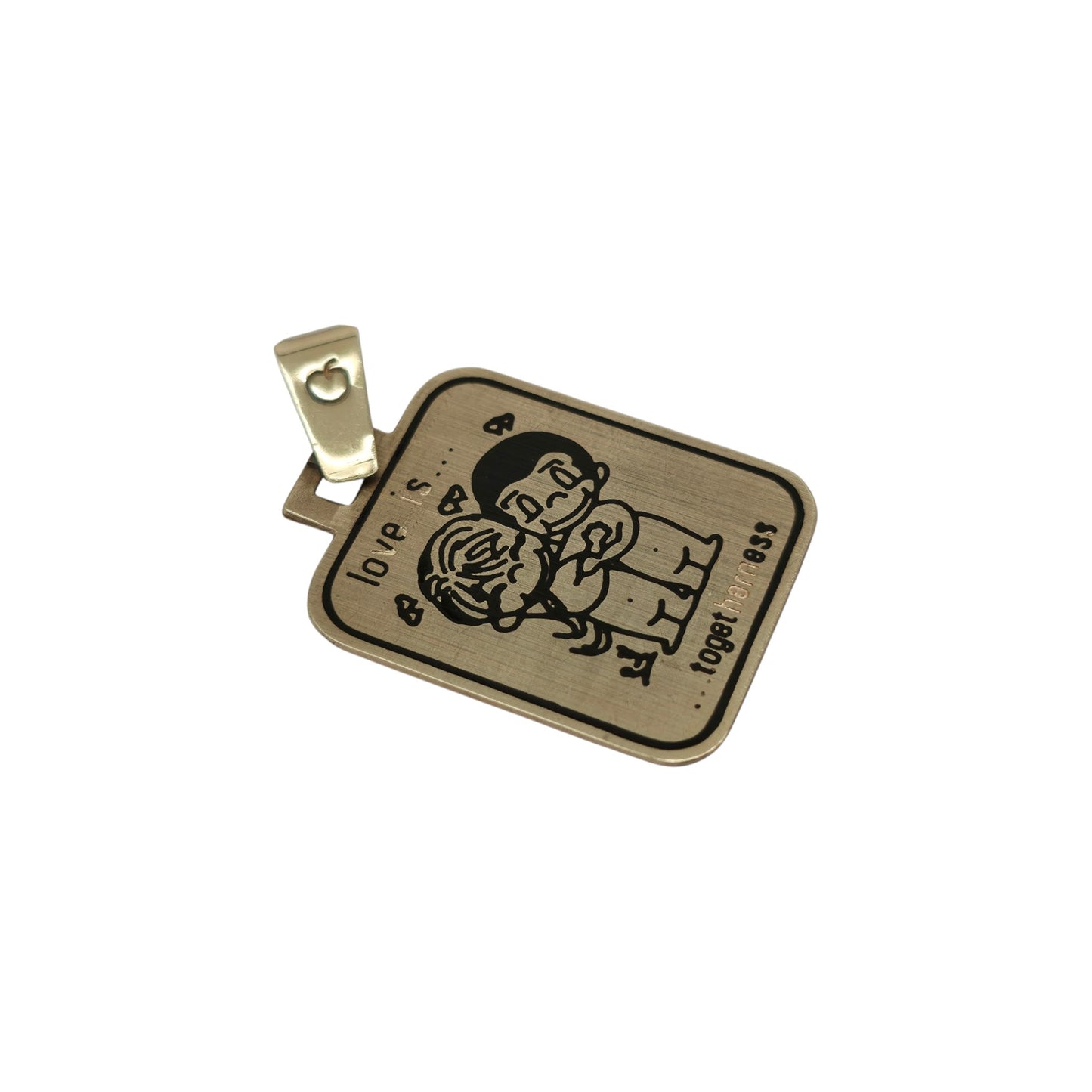 9金 375 イエローゴールド 「Love Is Togetherness」ペンダント 1978年頃 L 2.1 cm 2.0 g