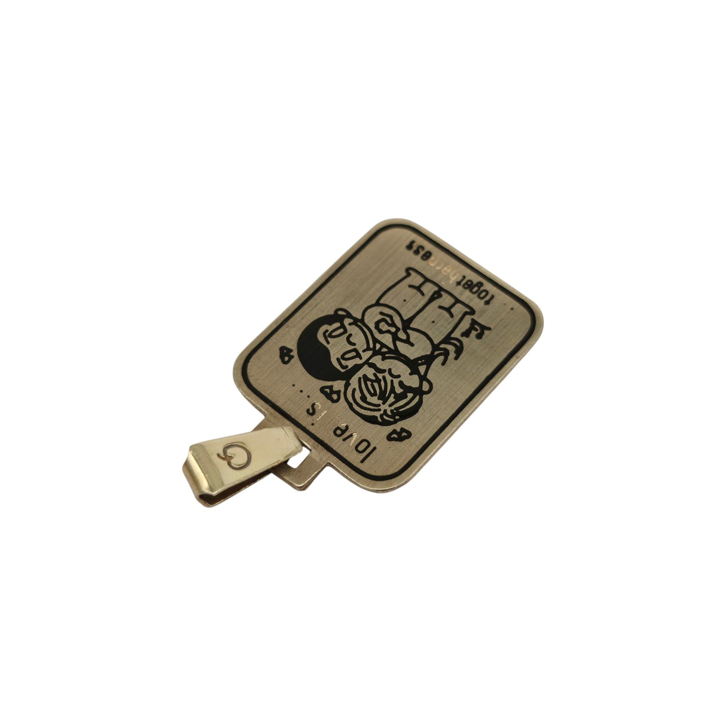 9金 375 イエローゴールド 「Love Is Togetherness」ペンダント 1978年頃 L 2.1 cm 2.0 g
