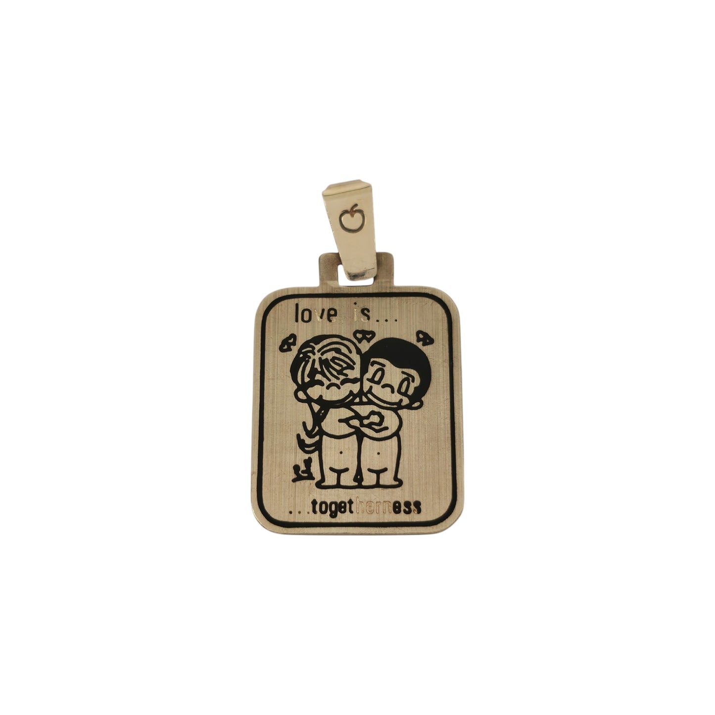 9金 375 イエローゴールド 「Love Is Togetherness」ペンダント 1978年頃 L 2.1 cm 2.0 g
