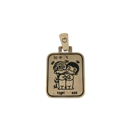 9金 375 イエローゴールド 「Love Is Togetherness」ペンダント 1978年頃 L 2.1 cm 2.0 g