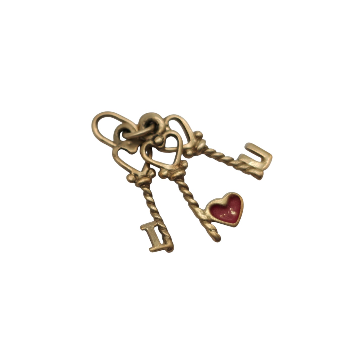 9ct Yellow Gold Bundle Of "I Love U" Keys Charm L 1.2 cm 0.8 g.