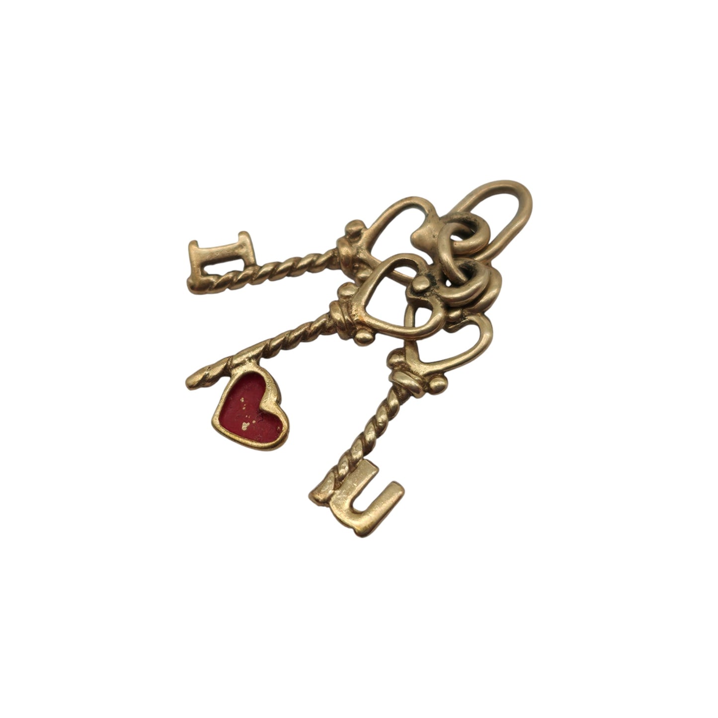 9ct Yellow Gold Bundle Of "I Love U" Keys Charm L 1.2 cm 0.8 g.