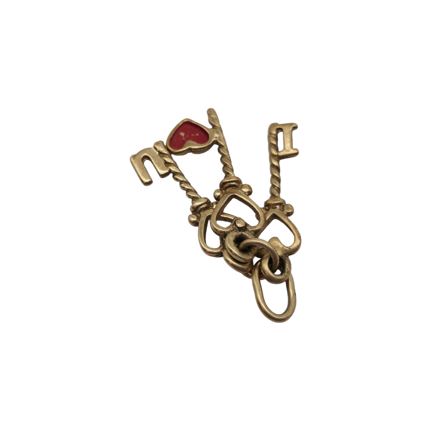 9ct Yellow Gold Bundle Of "I Love U" Keys Charm L 1.2 cm 0.8 g.
